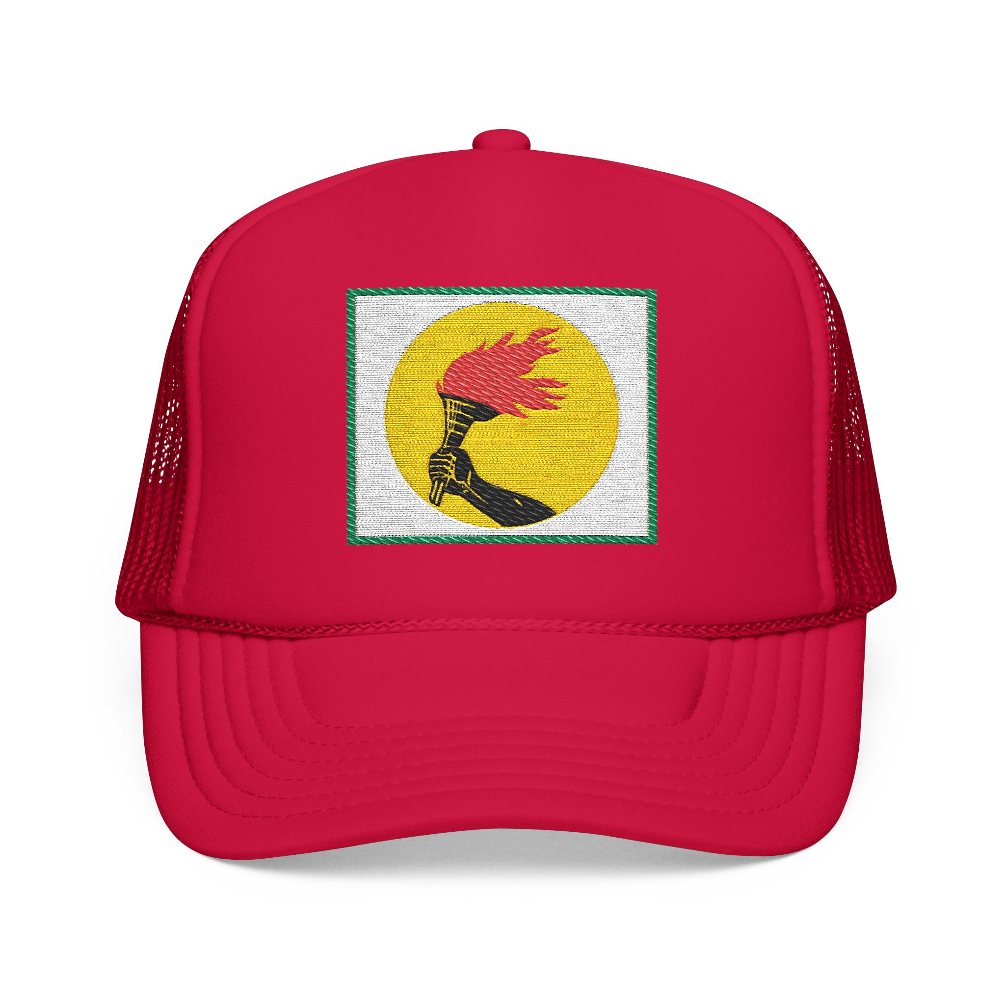 ZAIRE | DRC Embroidered Foam Trucker Hat - Bold Flame Design